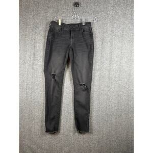 Old Navy Rockstar Black Jeans Mid-Rise Distressed Women’s Size 2